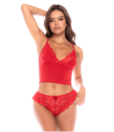 Ensemble 2 pièces rouge dentelle élégance classique – Mapalé