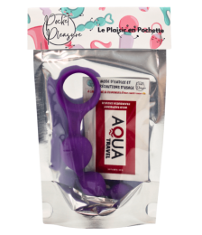 Chapelet anal 3 boules violet silicone 15 cm Pocket Pleasure + 1 dosette lubrifiant